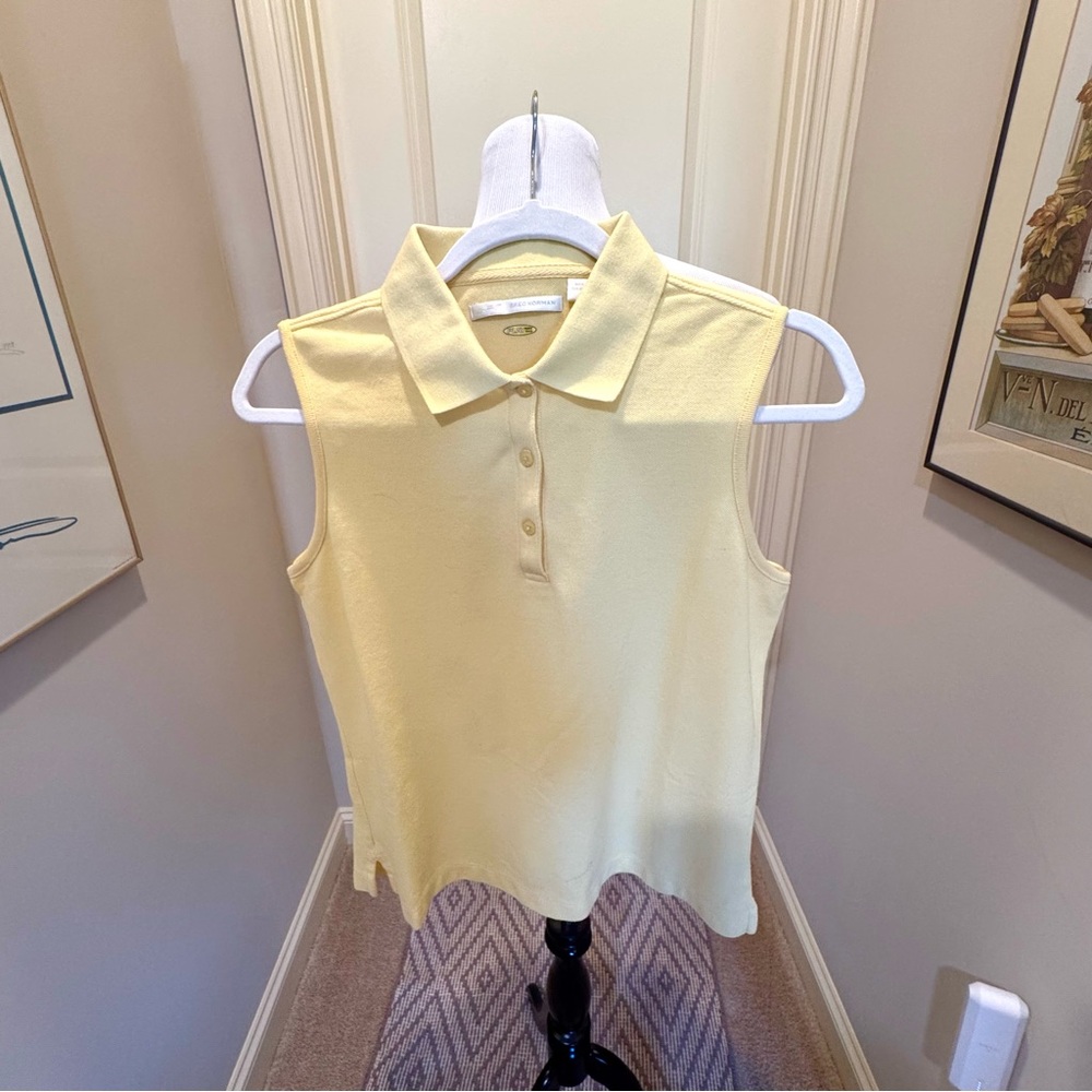Vintage Green Norman Sleeveless Yellow Polo Top